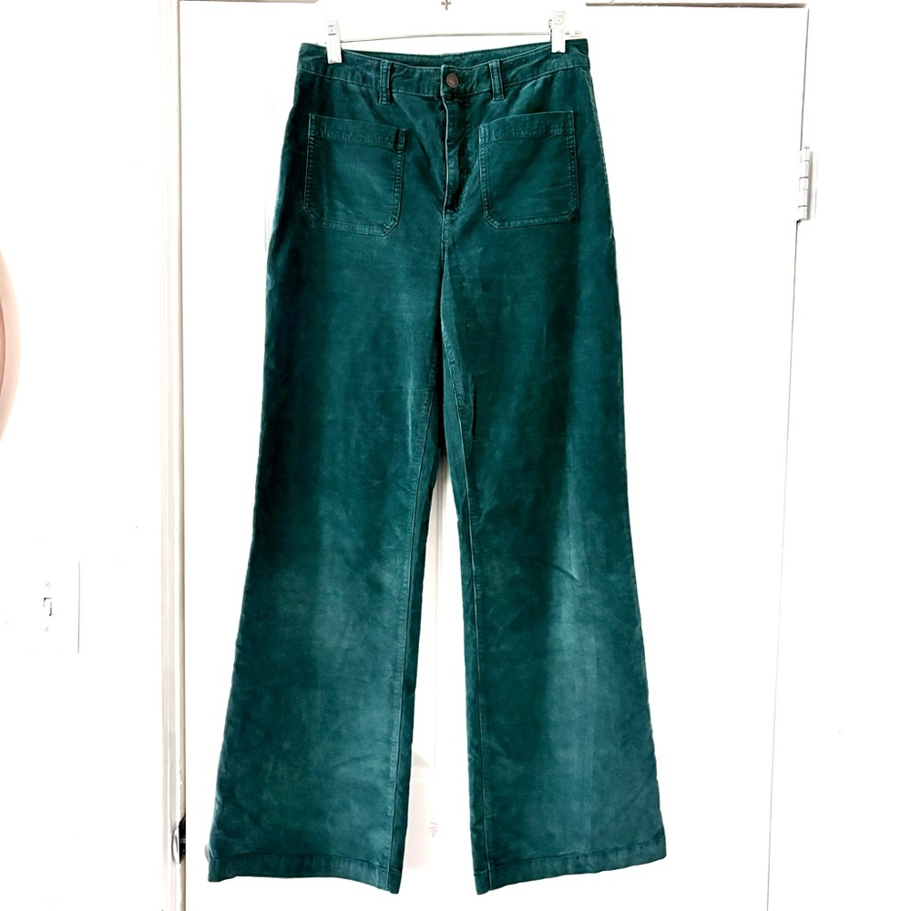 Faherty Green Corduroy Boot Cut Pants - Picture 5 of 10